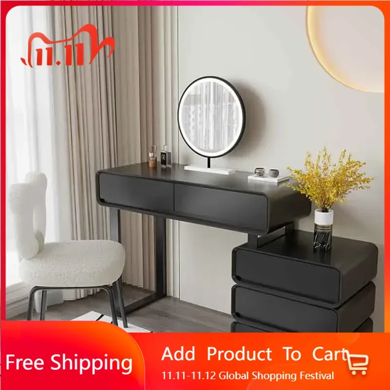 

Ergonomic Hair Dressing Table Holders Black Storage Mirror Dressing Table Makeup Luxury Tocador De MaquillajeTrendy Furniture