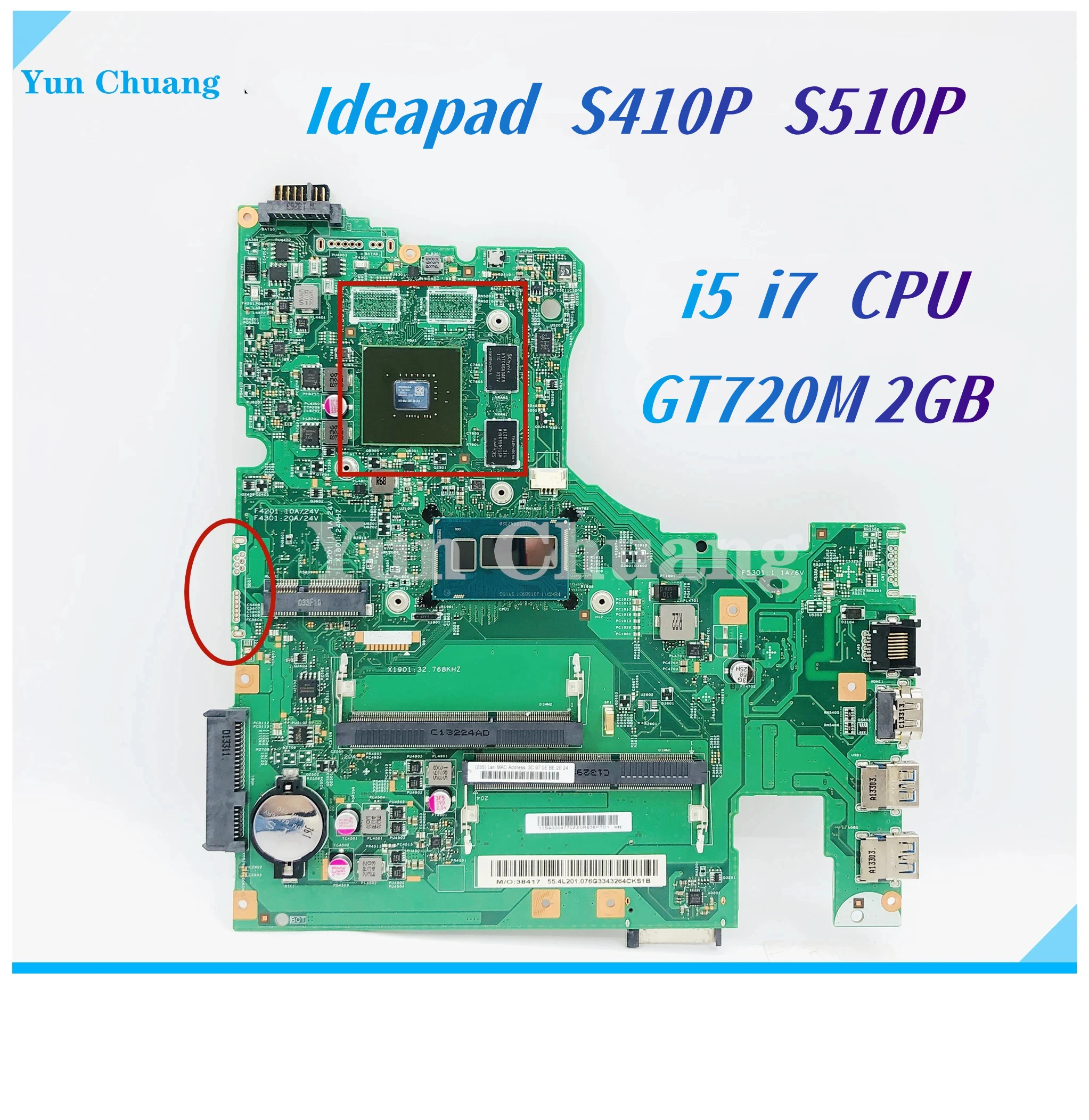 

Материнская плата 12293-1 48,4l106. 011 для ноутбука Lenovo Ideapad S410P S510P, материнская плата с процессором i5 i7 GT720M 2G GPU 100%, тестовая работа