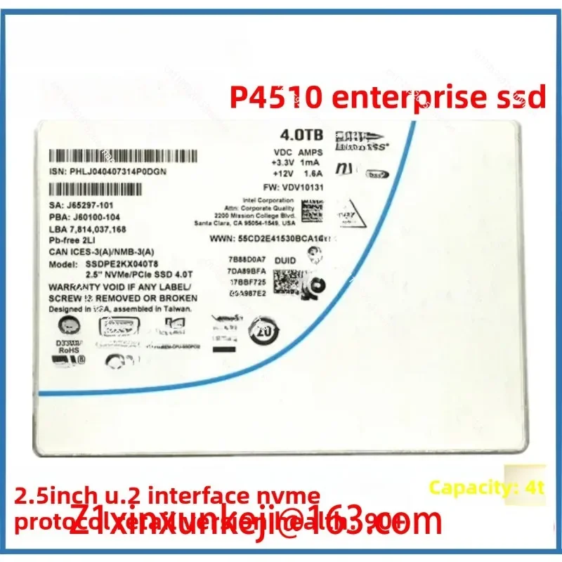 P4510 8T U2 4T NVME Protocol 2T Enterprise SSD Solid State Drive 1T