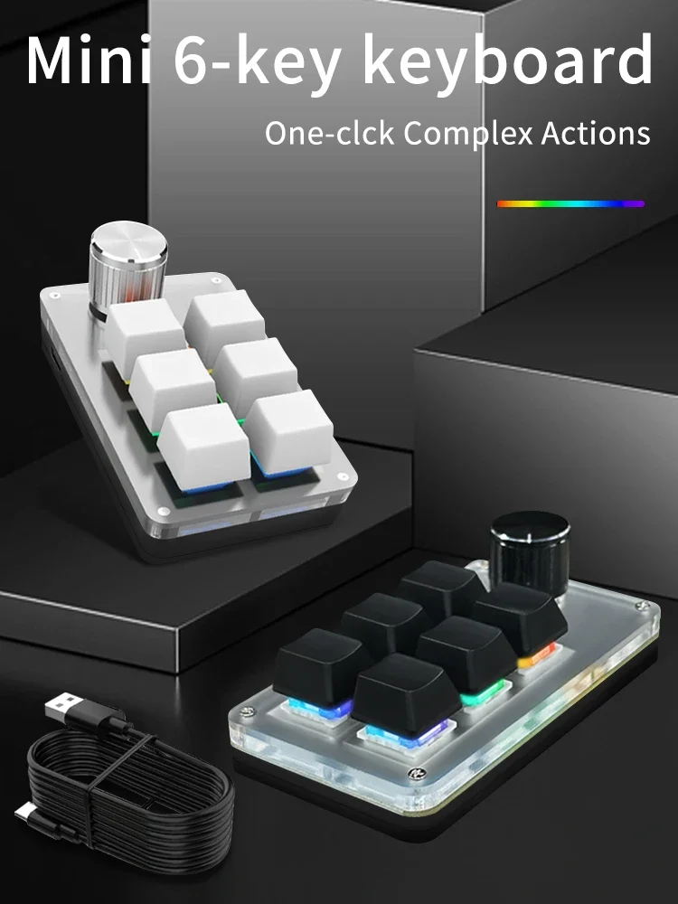 6 Tasten 1 Mini-Knopf RGB-Tastatur für Photoshop USB mechanische Tastatur Gamer Makro benutzerdefinierte Tastatur Gaming benutzerdefinierter Programmierknopf