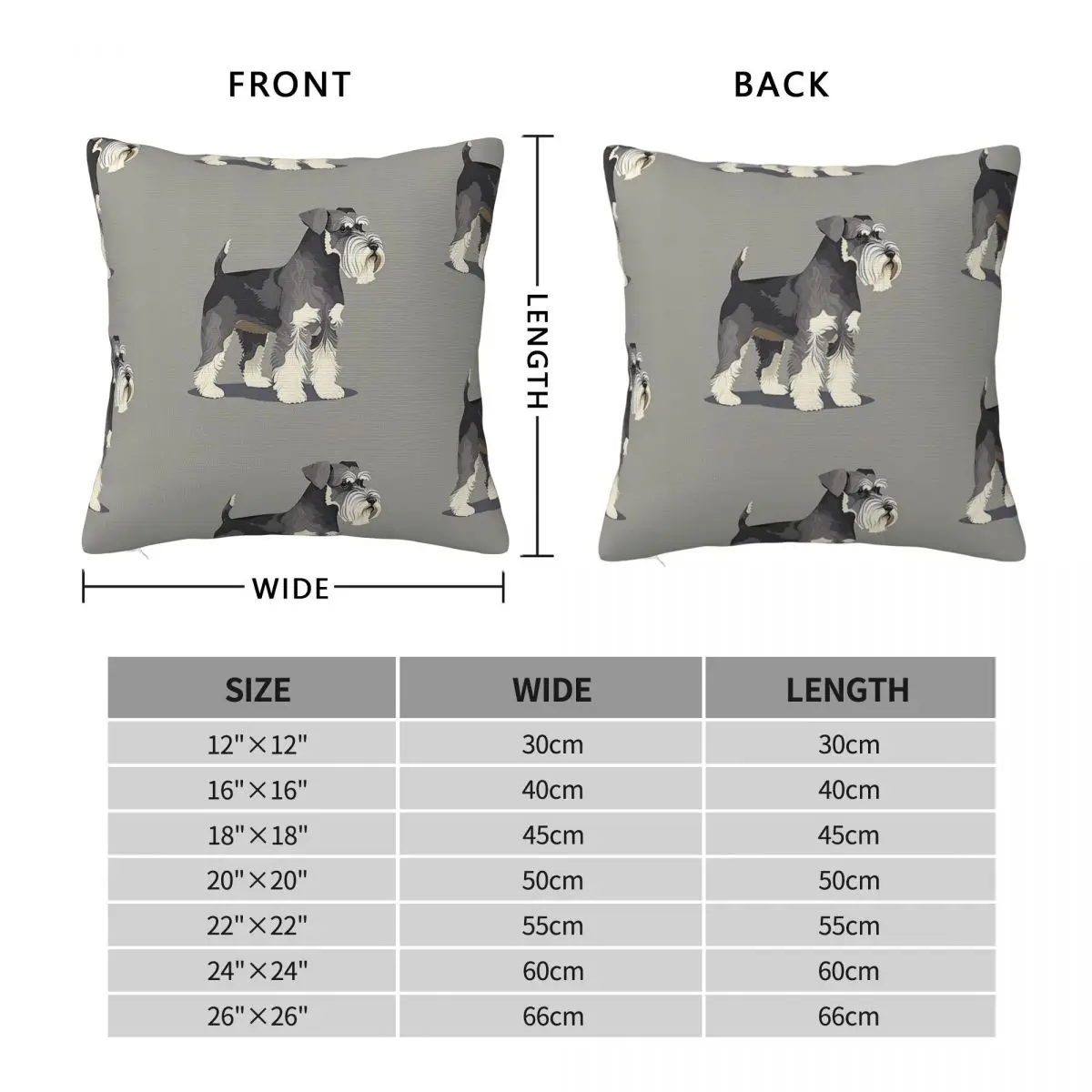 Schnauzer Dog Pillowcase Polyester Linen Velvet Printed Zip Decor Throw Pillow Case Home Cushion Cover