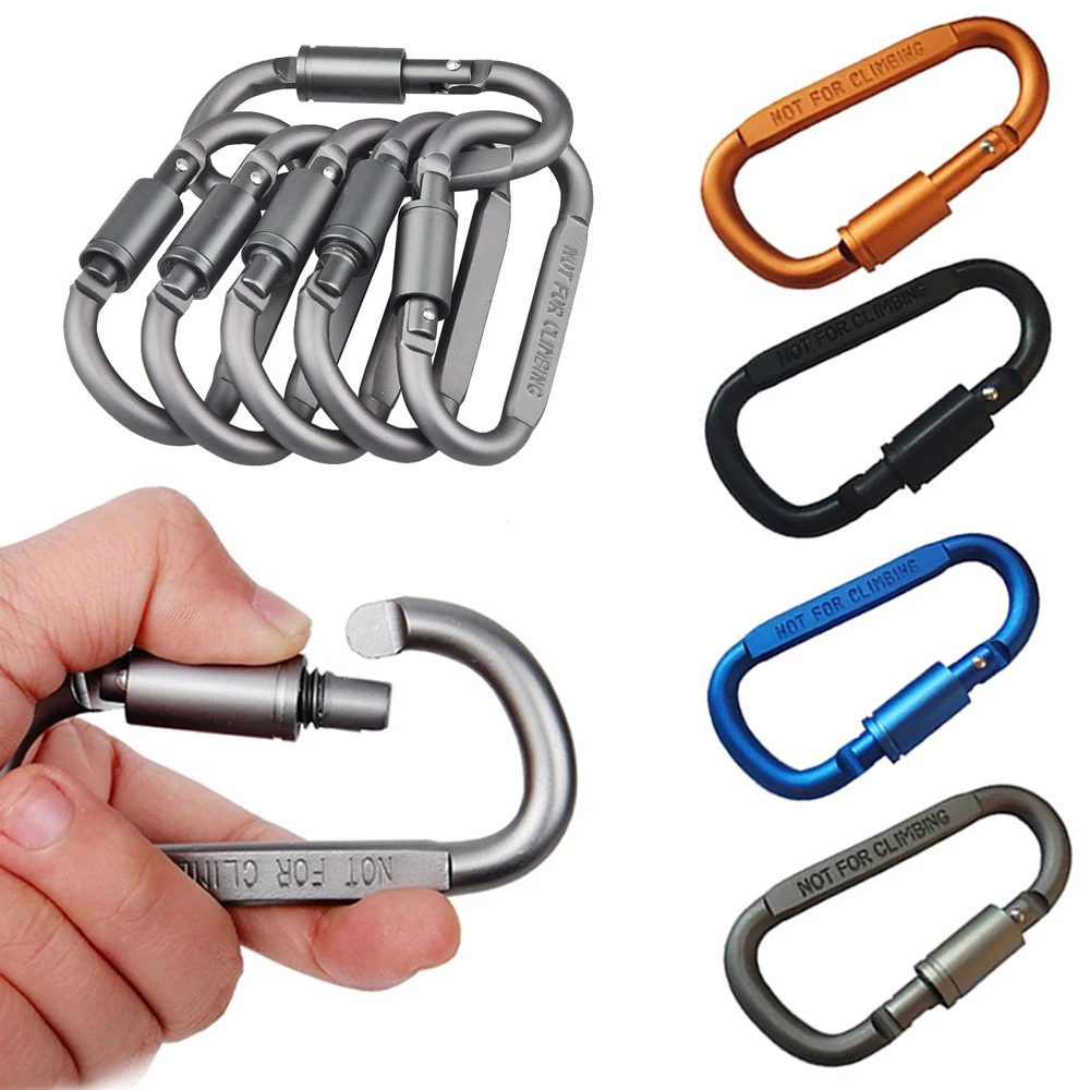 Outdoor Survival D-ring Locking Alloy Aluminum Screw Lock Hanging Hook Buckle Karabiner Mountaineering Camping Equipment