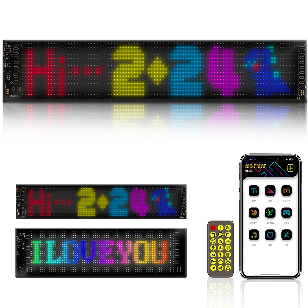 Flexible LED Display Night Light Car LED Sign LED Matrix Pixel Panel DIY Programmable BT APP For Car Store Hotel Bar