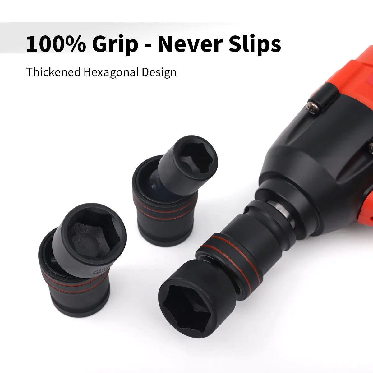 Adattatore per chiave elettrica a presa corta esagonale con giunto universale da 1/2 pollice Drive 10-24 mm 360 ° Presa a impatto girevole per chiave pneumatica