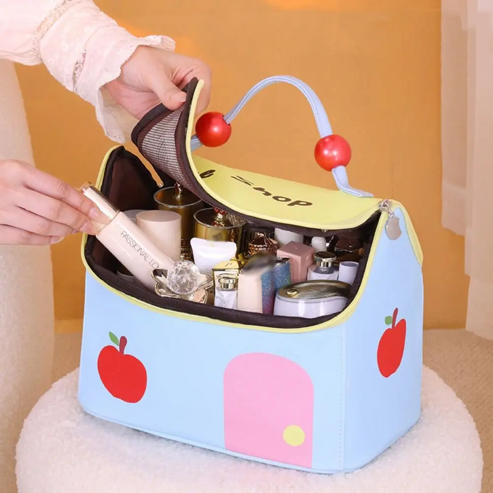 

Makeup Organizer House Shape Cartoon Cosmetic Bag Handbag Zipper Toiletries Bag Lager Capacity Korean Style Makeup Bags Student