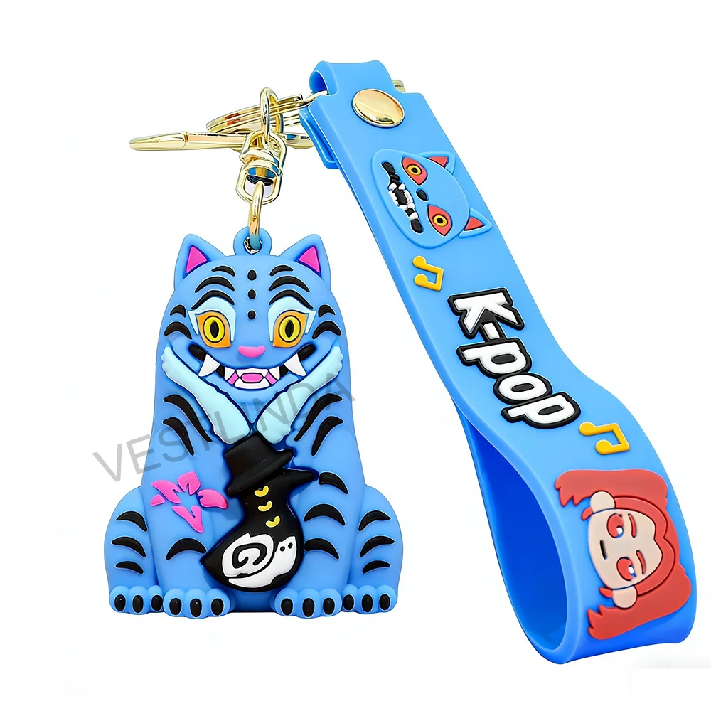 Meistverkaufte KPop Demon Hunter Serie Schlüsselanhänger 3D Stereo-Puppe Weiche Gummipuppe Schlüsselring Anime-Zubehör Spielzeug Auto-Schlüssel-Dekoration