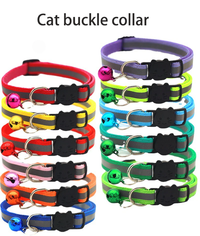 Cat Collar Colors Reflective Breakaway Neck Ring Necklace Bell Pet Products Safety Elastic Adjustable with Soft Material