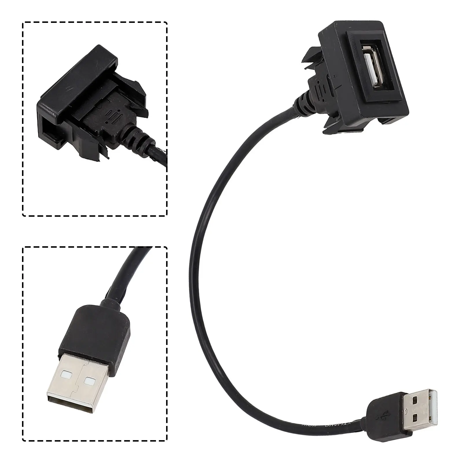 USB Port USB Socket Car Dash Flush Mount USB Port 27.5 Cm Adapter Black Dash Flush Mount New And Non Deformation