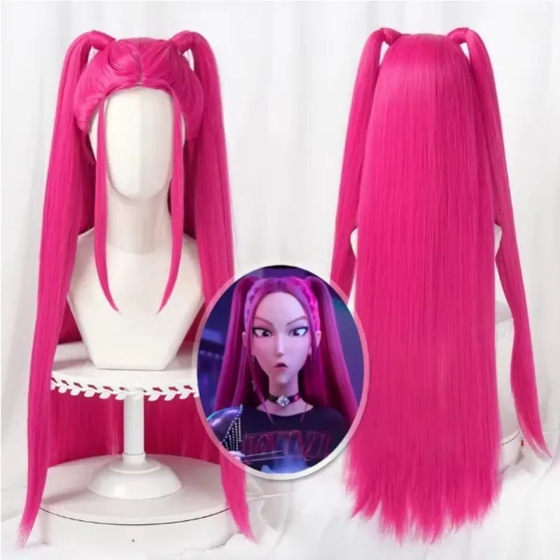33,5-Zoll Lila Langes Geflochtenes Haarteil mit Seitlichem Pferdeschwanz Integrierter Tiger-Mund-Klammer Kinderperücke Halloween-Kostüm Party Anime Cosplay