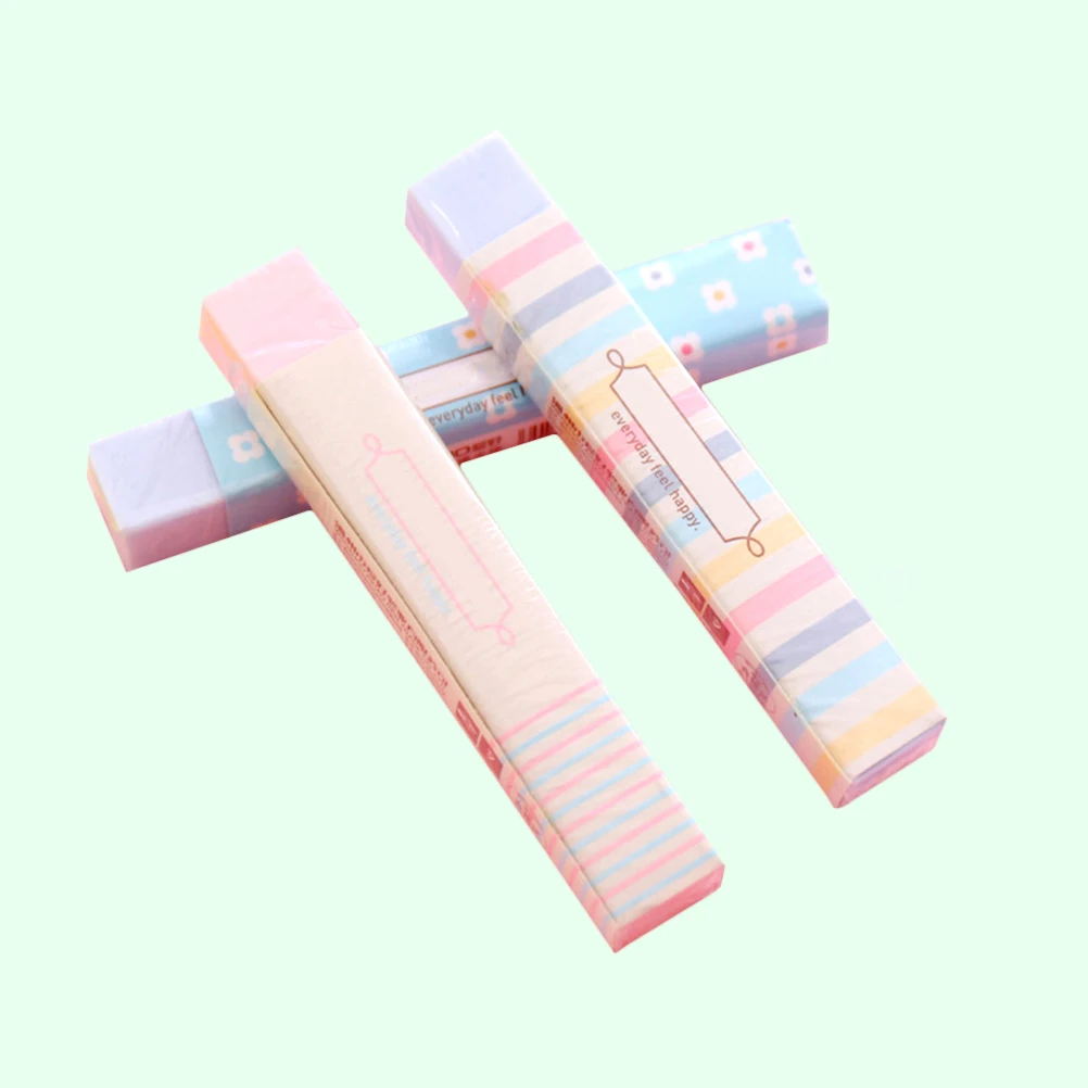 3 قطعة ممحاة ملونة قلم رصاص مطاطي قرطاسية مدرسية للأطفال الطلاب آمنة وغير سامة سهلة المسح كتابة تصميم جميل