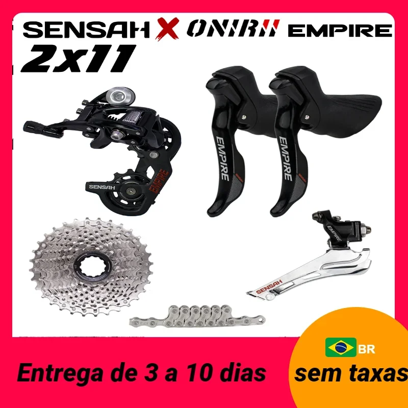 BR 3-10 dias de entrega, sem impostos SENSAH EMPIRE-Grupo de bicicleta de alumínio, Cassetes e Correntes, Shifter R e L, Desviad