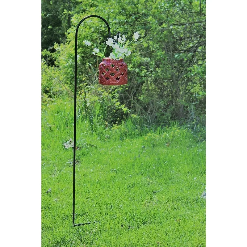 Shepherd Hook Black 48 Inch 8MM Thick Super Strong Hook Garden stand Weddings Adjustable Hanging Plant Baskets Solar Lights