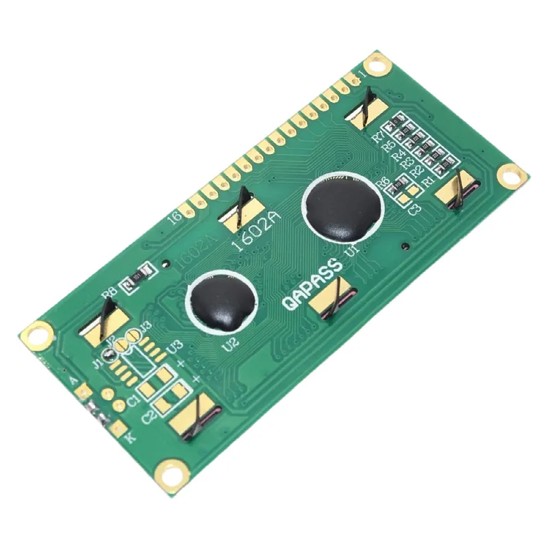 노란색-녹색 화면 1602LCD 화면 LCD1602ALCD-1602-5V 5V 검정색 글꼴(백라이트 포함)