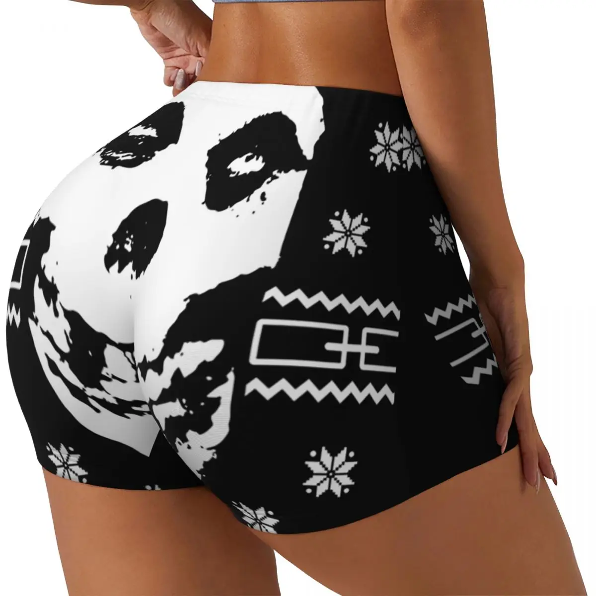 Custom Women's Punk Rock Band Misfits Workout Yoga Shorts Gym Athletic Running Volleyball Shorts