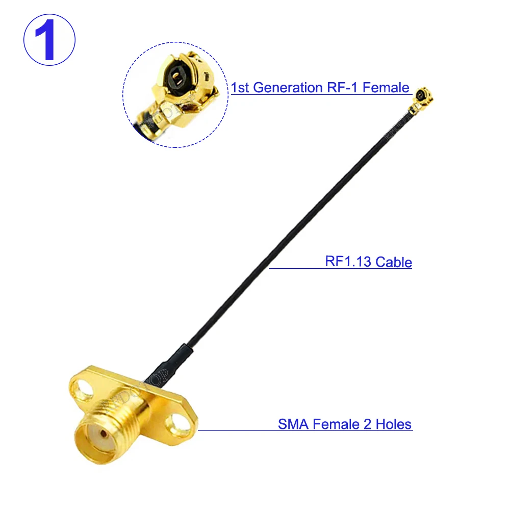 1Pcs U.FL IPX-1 Female to RP SMA/SMA Female 2Hole Flange Panel Mount RF113 Pigtail WIFI Antenna Extension Cable Jumper