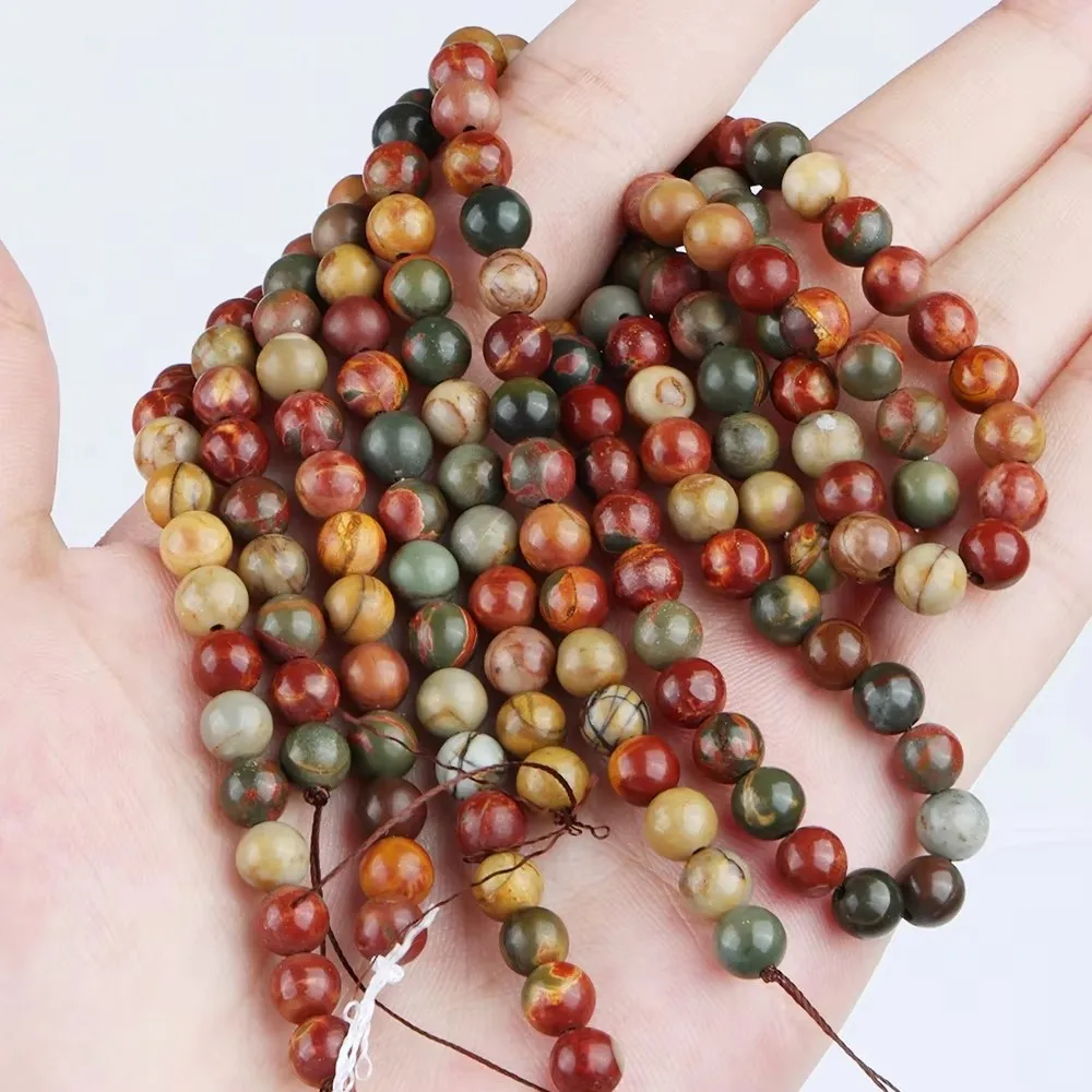 A+ Natural Picasso Jasper 4 6 8 10mm Loose Stone Beads for Jewelry Making Bracelet Necklace DIY Accessories Wholesale