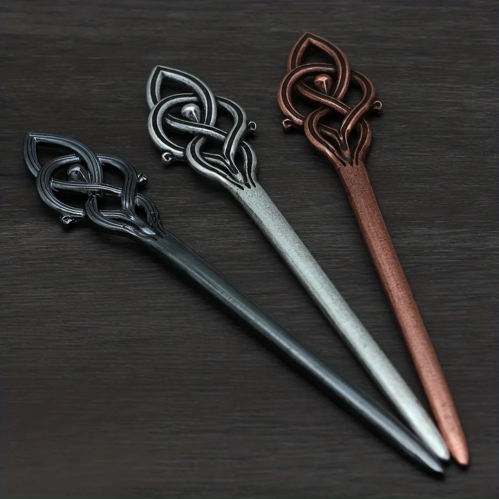 

1pc Knotwork Metal Hair Sticks Intricate Viking-Inspired Design Perfect Medieval Fantasy Looks Boh Cultural Style