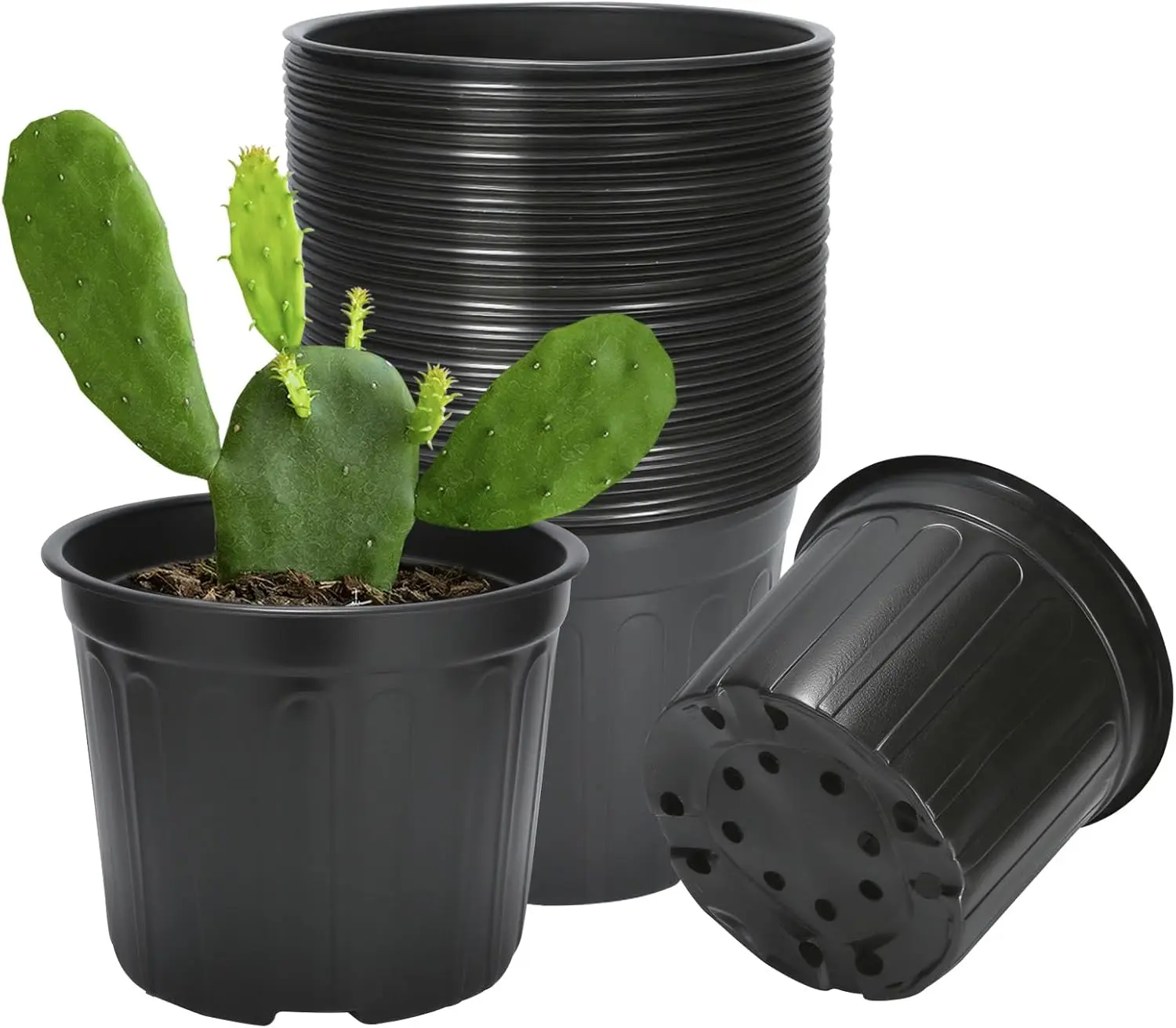 

40 Pack 3 Gallon Plastic Plant Pots with Drainage Holes for Indoor Outdoor Gardening