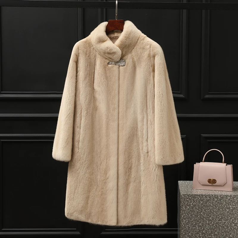 Tcyeek Natural Mink Fur Coat for Women Whole Female Mink Jackets 2024 High-end Real Fur Jacket Winter Clothes Mid-length Style