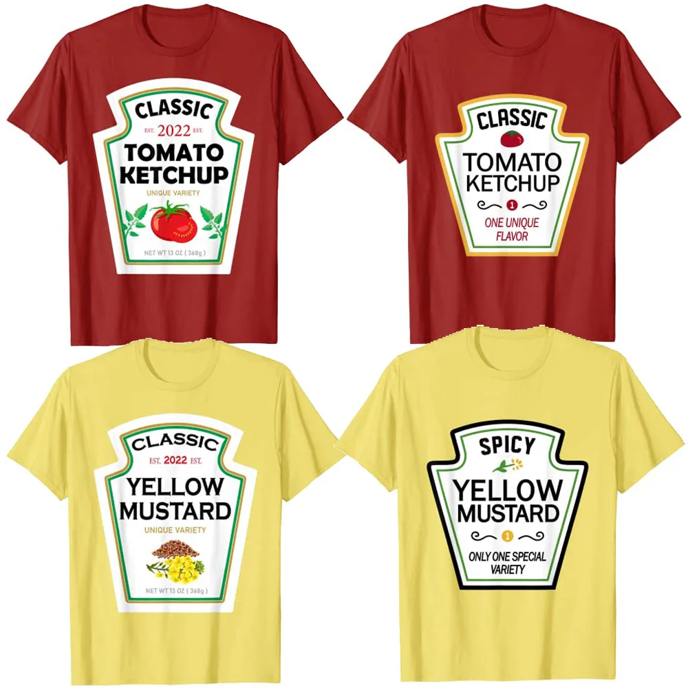 

Yellow Mustard DIY Halloween Costume Matching Group Mustard-T-Shirt Funny Ketchup Clothes for Couples Gifts Aesthetic Outfits