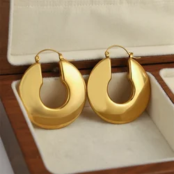 Fashion U-Shaped Chunky Hoop Earrings For Women Chic Geometric Circle Stainless Steel Gold Color Earrings Party Jewelry Gifts