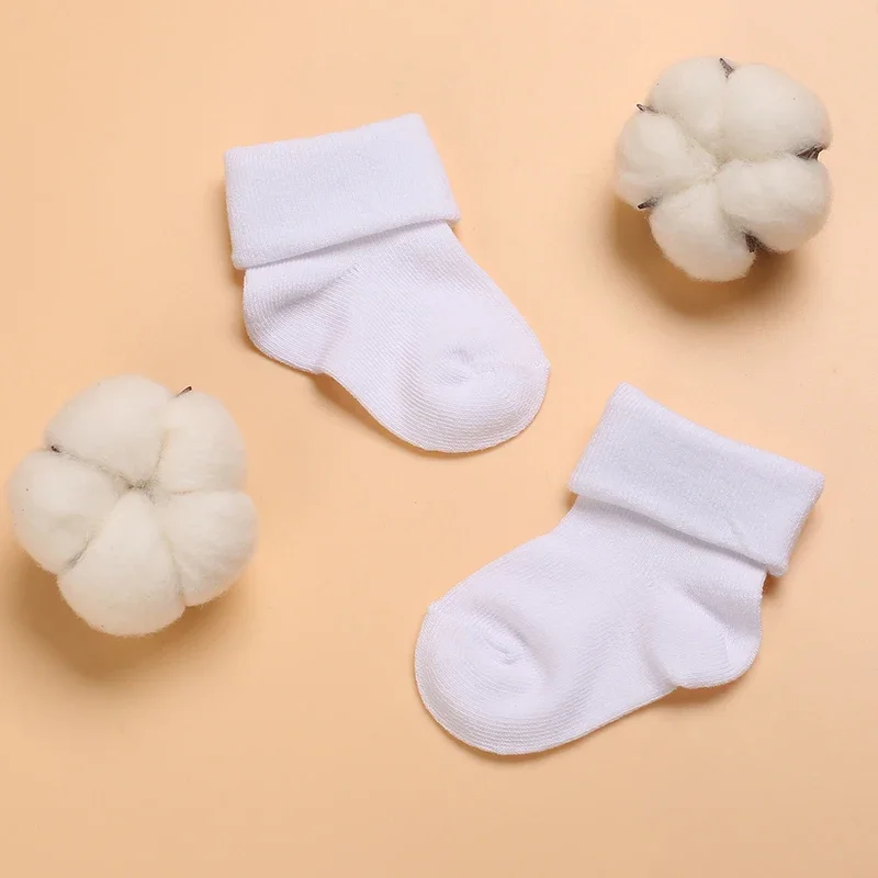 4 Pairs of Cute Lace Cotton Baby Socks 0-1 Years Old Boys and Girls Short Socks Newborn White Baptism