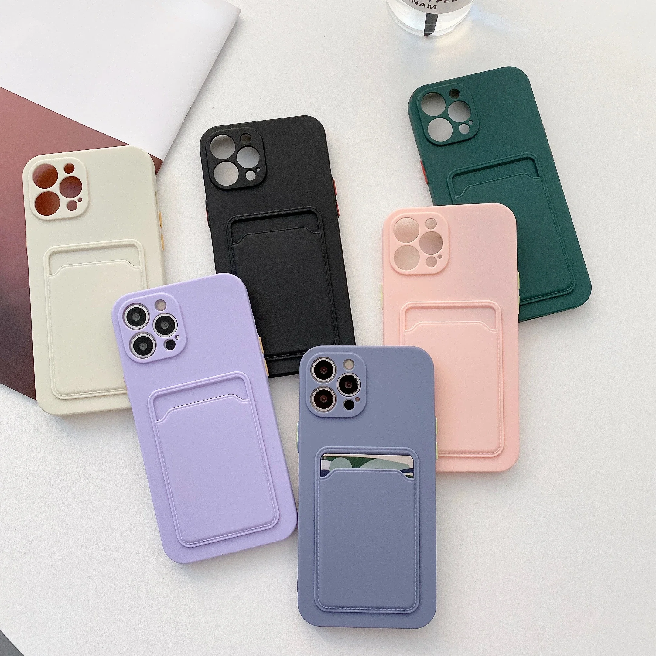 

LVOEST Phone Case For iphone 11 12 13 pro max XR x xs max 7 8 plus se 2020 12 mini 14 15 Soft Silicone Wallet Card Holder cover