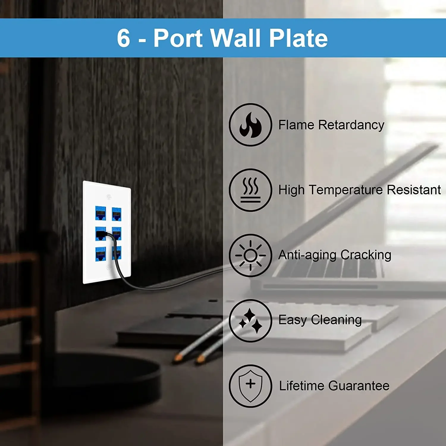 ZoeRax Keystone Jack Wall Plate USA Faceplate, Low Profile Ethernet WallPlate Single Gang FacePlates for Keystone Coupler - 1PCS