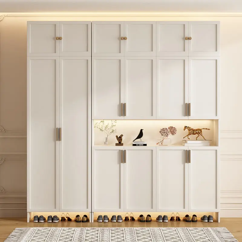 

Solid wood shoe cabinet entrance entrance corridor locker large capacity integrated corridor storage against the wall