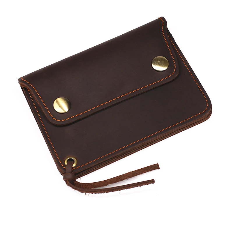 100% echtes Leder Brieftasche Für Männer Männlich Marke Vintage Handgemachte Kurze Kleine männer Geldbörse Karte Halter Mit Zipper Münzfach tasche – Detail 20