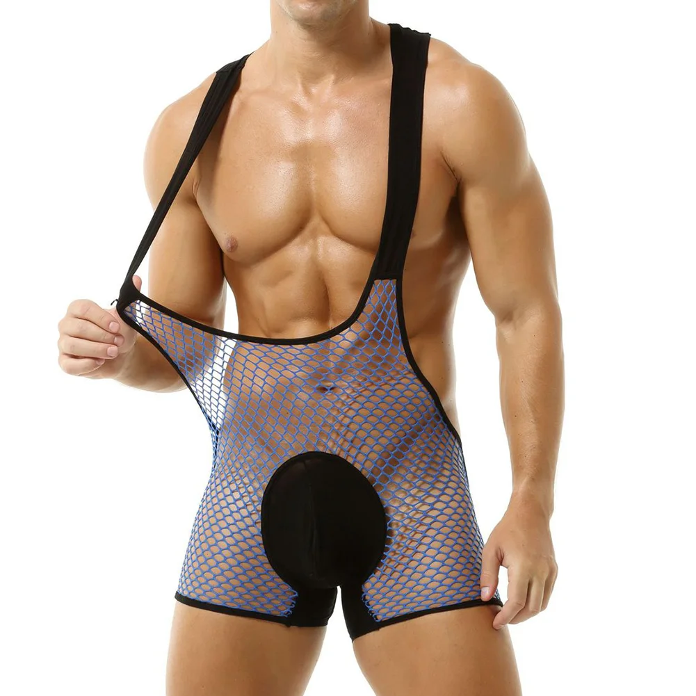 

Quick Dry Panties Men Sexy Jumpsuits Breathable Mesh Underpants Tights Leotard Gay Sissy Pouch Underwear Comfort Bodysuits