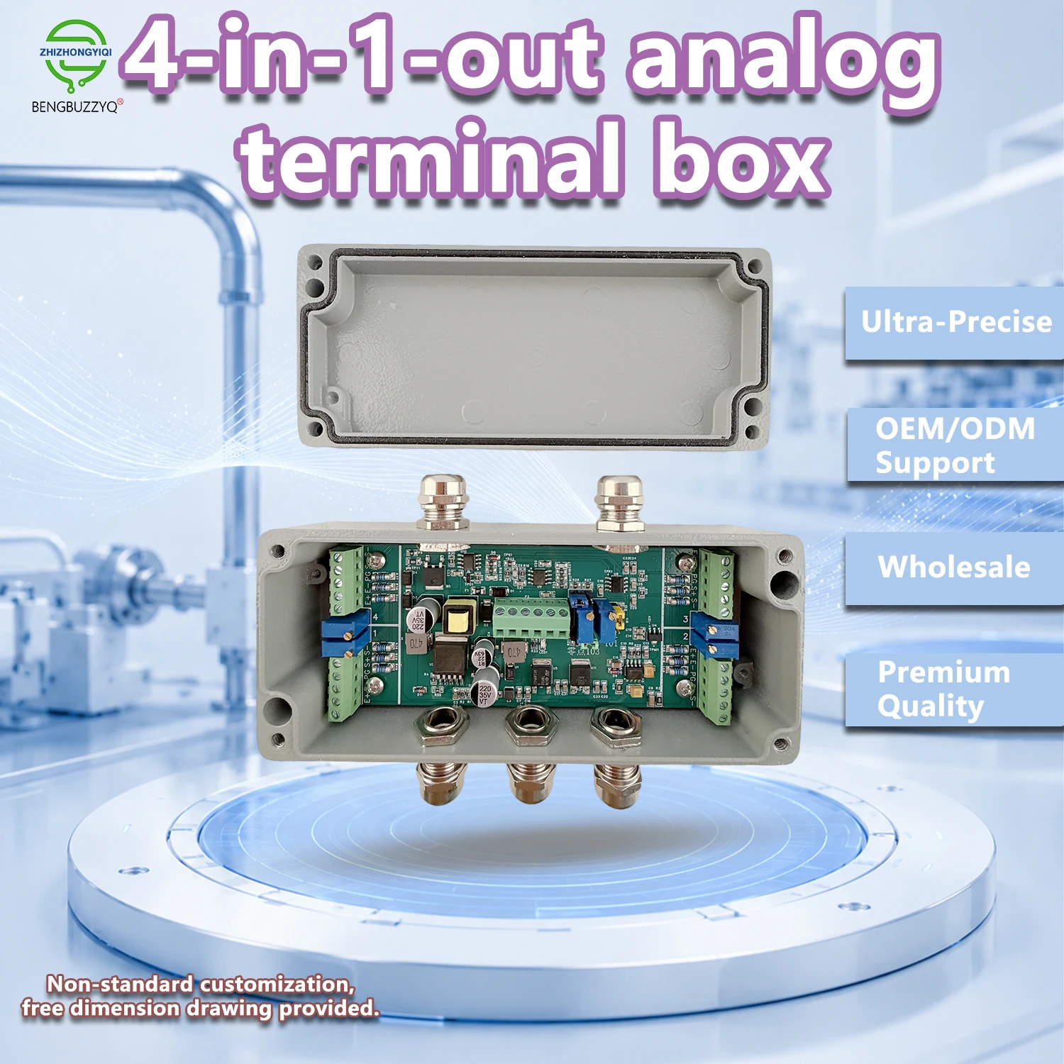 Load Cell Signal Transmitter 4 Channels, High Precision Weighing Amplifier 4-20mA 0-10V Output, Waterproof Aluminum Housing S