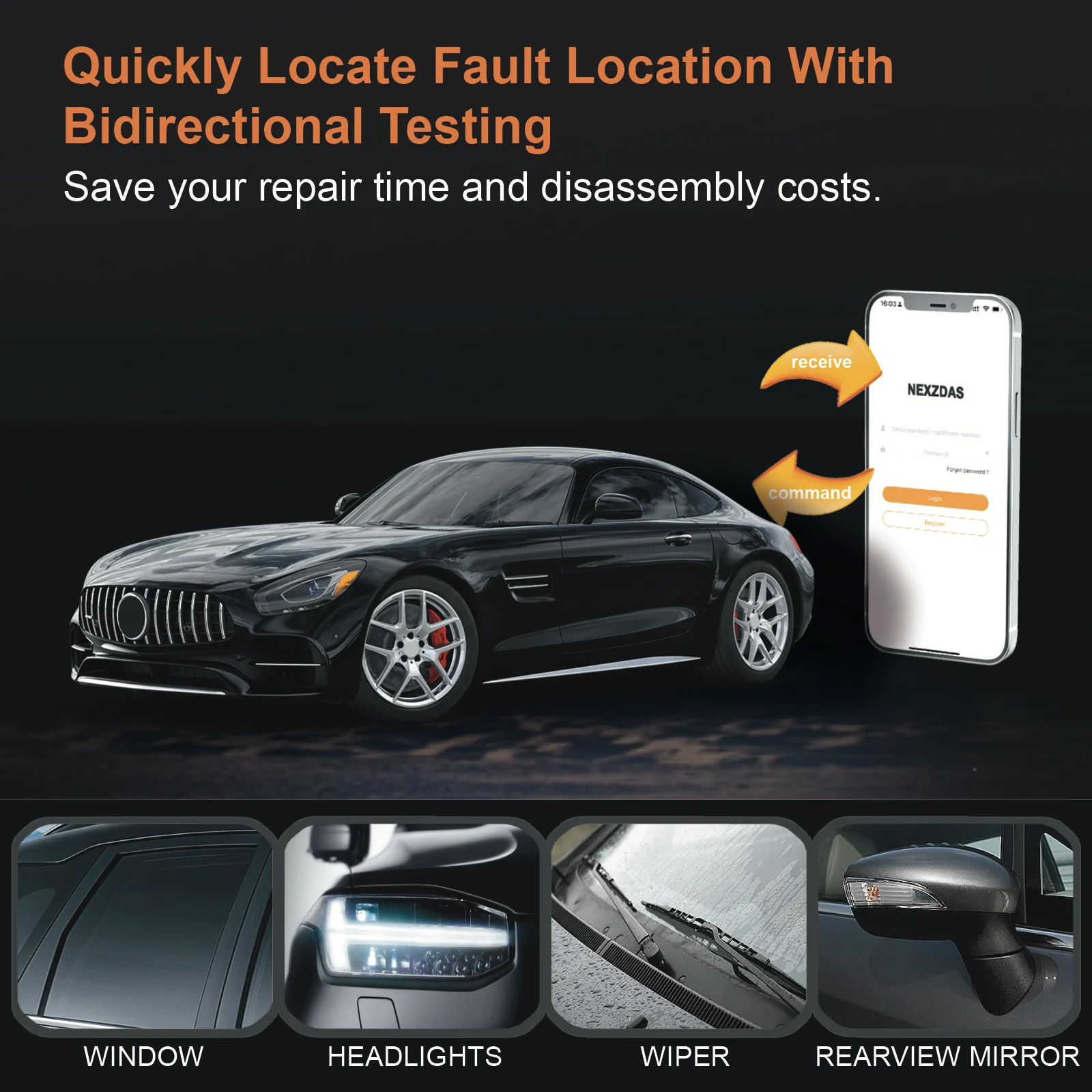 Portable HUMZOR Z100 Full System Car Diagnostic Tool Bidirectional Testing BlueTooth Obd2 Scanner