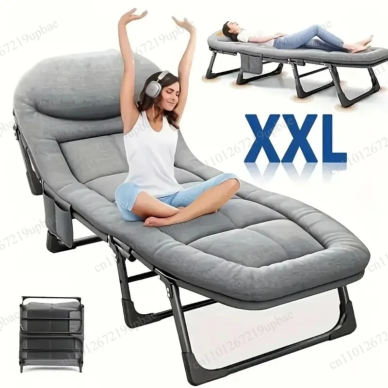 Portable Folding Sleeping Bed Heavy Duty Camping Chair Adjustable Height Mattress Outdoor Travel Home Guest Hiking image 4