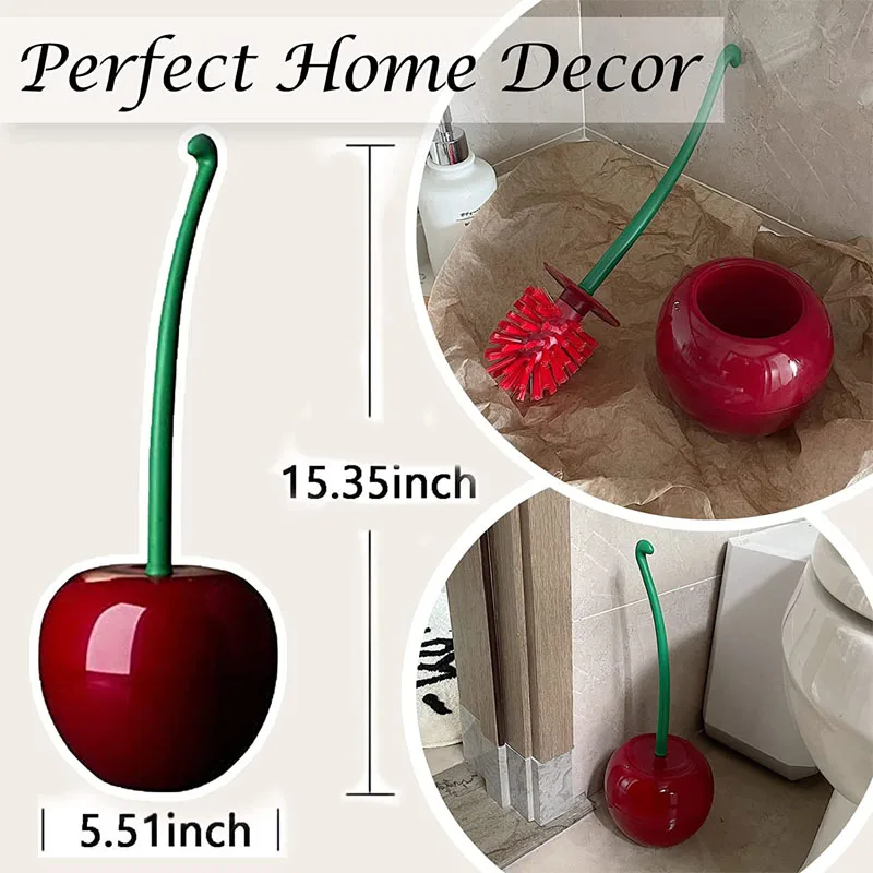 1pc Cherry Toilet Brush and Holder,Toilet Bowl Brush Hold Combo Set,  Household Bathroom Cleaning Brush And Base For Storage