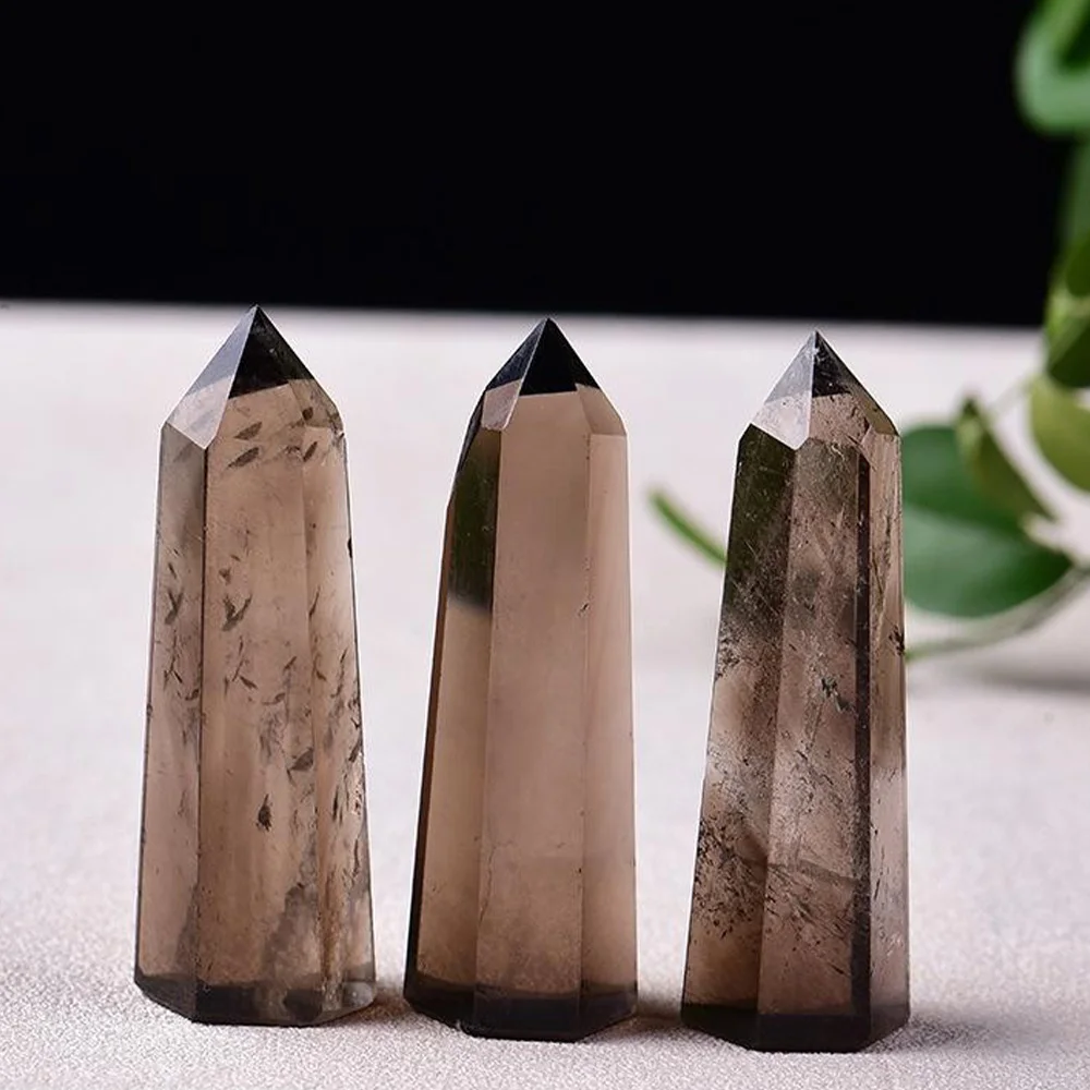 

50-90MM Natural Smoky Quartz Crystal Point Reiki Healing Stone Hexagonal Prisms Obelisk Wand Tower Energy Meditation DIY Gift