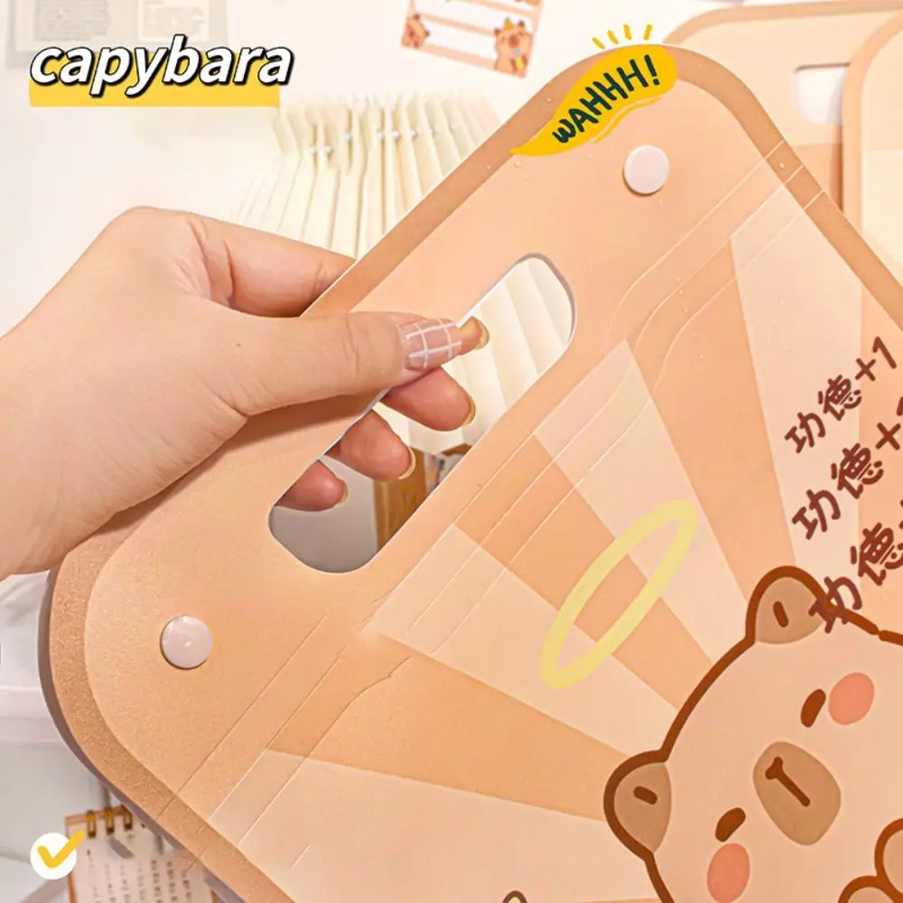 Cute Capybara A4 File Folder Creative Cartoon File Organizer Large Capacity PP Portfolio