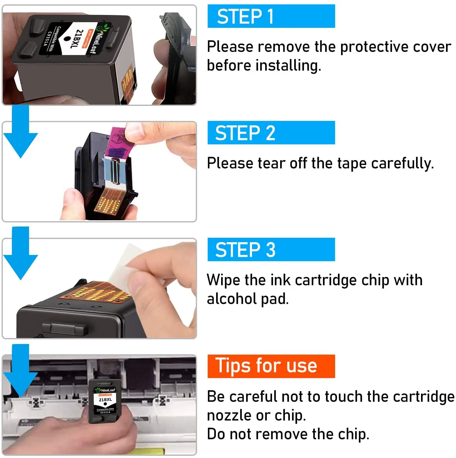 NineLeaf Remanufactured hp21xl and hp22xl ink cartridges HP21 21 22 Ink Compatible with HP Deskjet F2180 F380 F2280 F4180 D1460