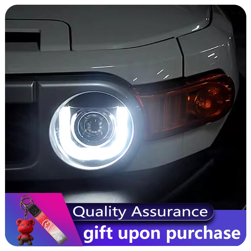 تعديل لتويوتا FJ كروزر 2007-2020 زينون U الجبهة مصباح LED بدوره إشارة DRL العلوي العارض عدسة اكسسوارات السياراتMod #3