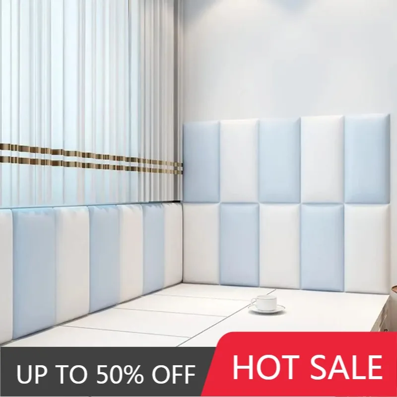 5PCS/ 3D Anti-Collision Soft Wall Padding, Peel & Stick Upholstered Panels, Queen Headboard Playroom Decorative Protection Panel