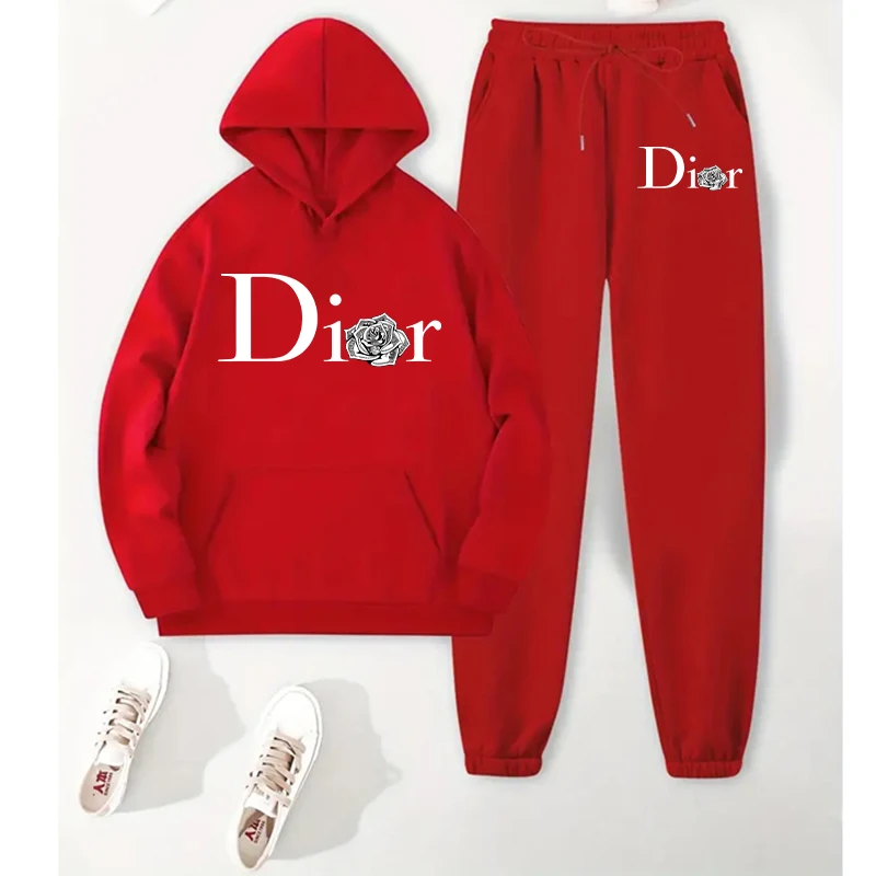 Autumn Winter Women\'s Suit Solid Color Hoodies+Sweatpants Sets Letter Printed Tracksuit Hooded Sweatshirts Ladies Y2k Streetwear