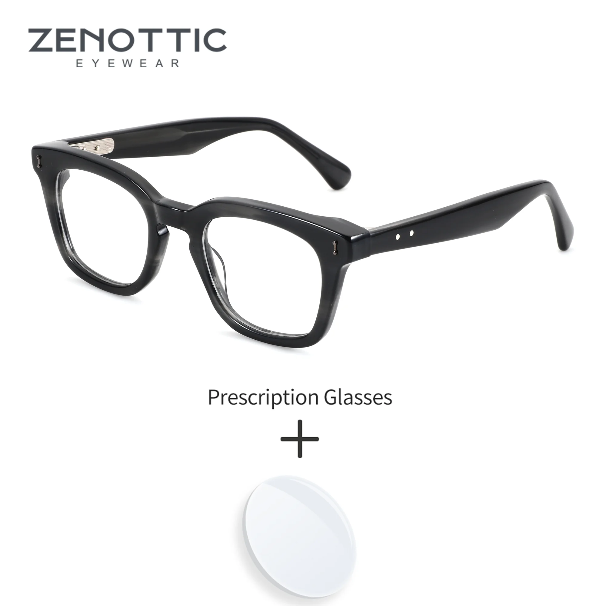 

ZENOTTIC S Size Acetate Prescription Glasses For Men Stylish Square Photochromic Multifocal Optical Eyeglasses