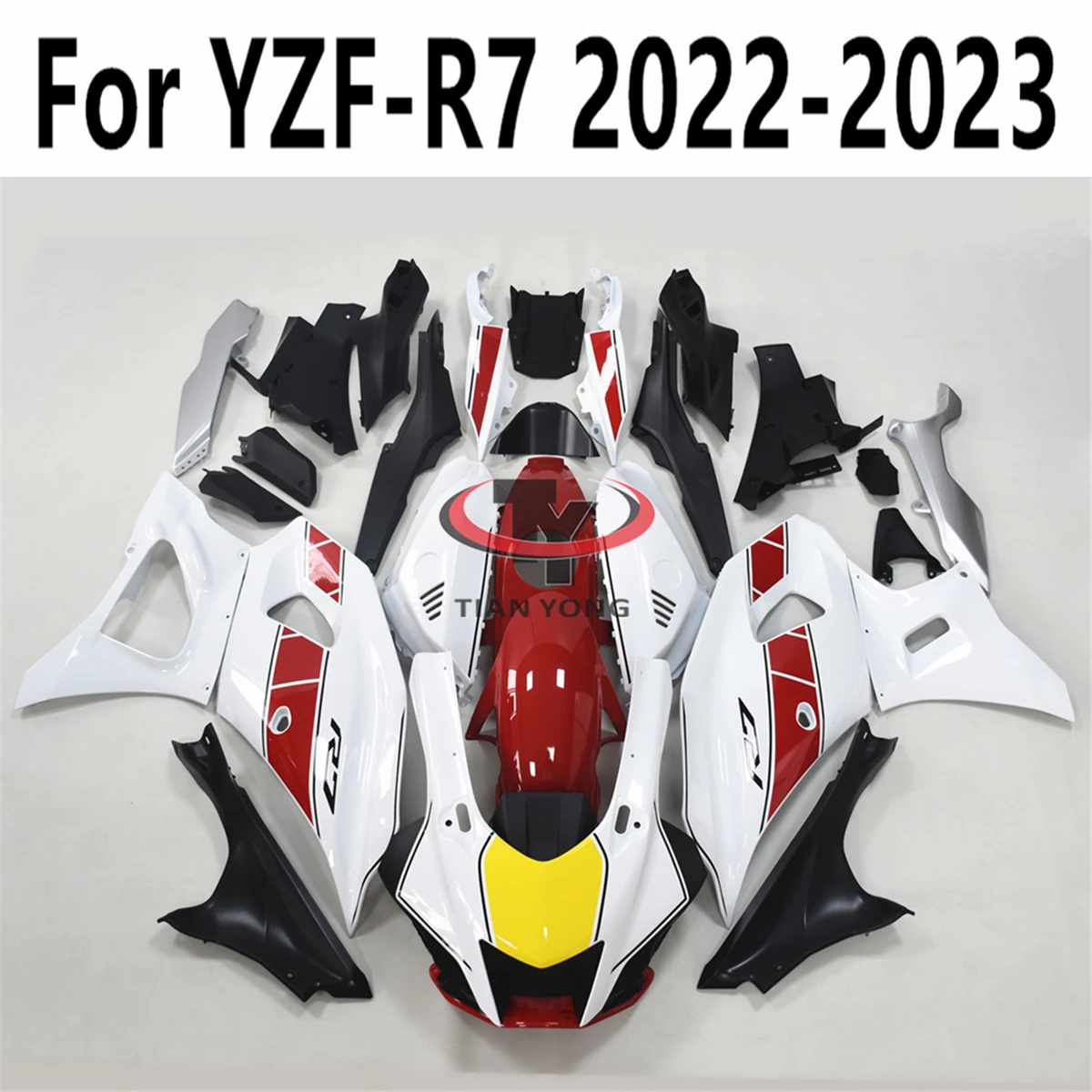 Bodywork Cowling Injection Customize For YZF R7 2022-2023 white red yellow garland Motorcycle Full Fairing Kit