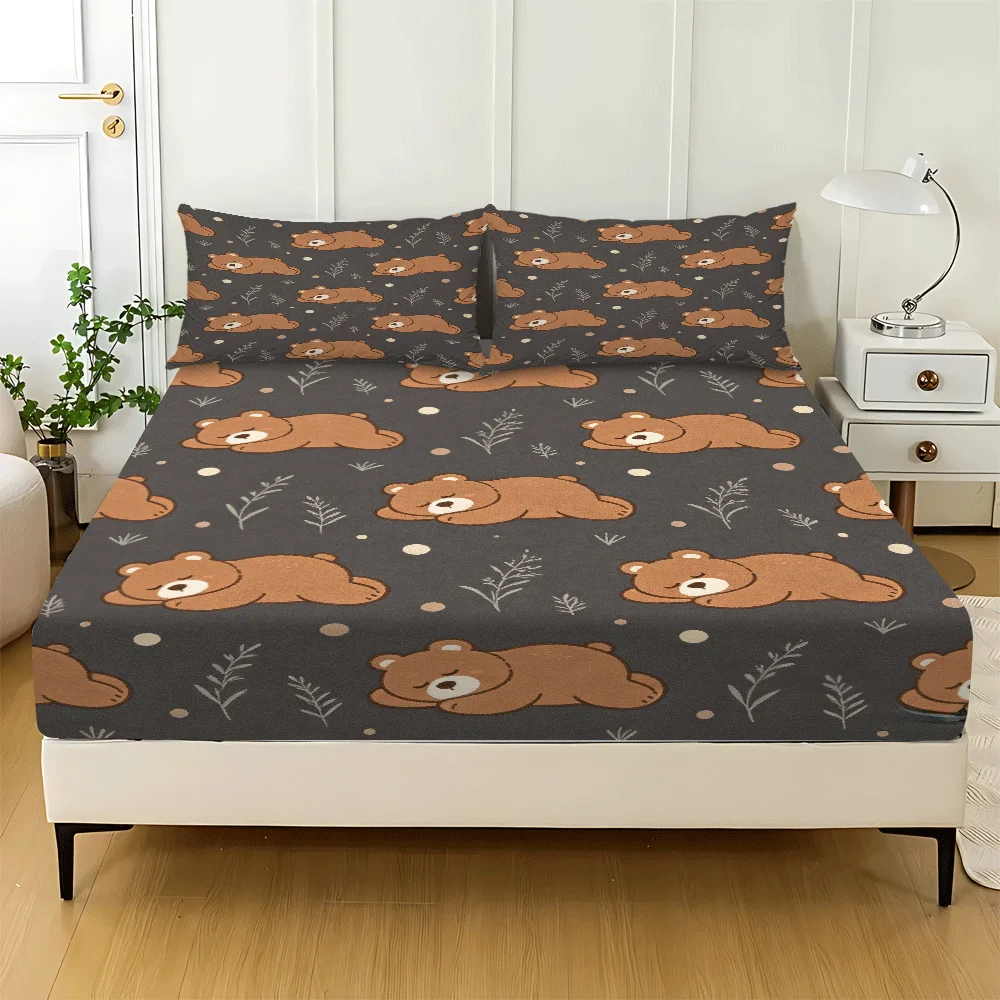 Three-Piece Set of Comfortable 2D Printed Bedding for All Seasons, Mattress Protector, Fitted Sheet Style, Protective Cover, 2D Flat Priting, Mattress Protector, Angel-Themed Feast, Vintage Oil Painting Style, Christmas Limited Edition, Suitable for All Seasons, Machine Washable Design, Holiday Decoration, Various Sizes, Breathable Protective Cover with Pillowcase
