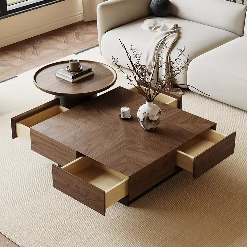 Modern Retro Design Wood Coffee Table with Simple Storage Durable Mid-Ancient Style Small  Center Table High-End Creative