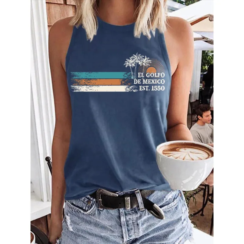 Women's Mexico Golf Print Tank Top Summer Sleeveless Tops Hot Tees