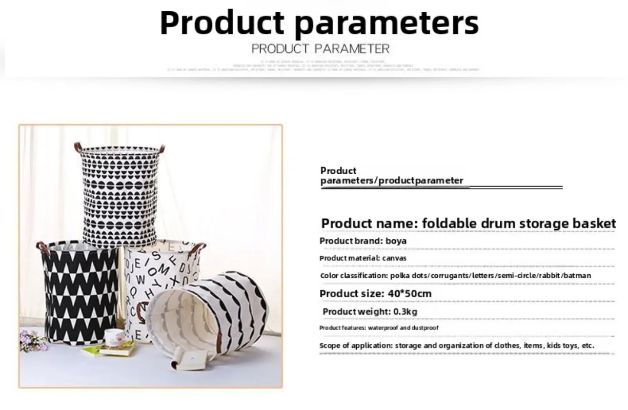 Keranjang Penyimpanan Drum Lipat Penyimpanan Mainan Kotak Finishing Rumah Biru Pakaian Kotor Kreatif Biru