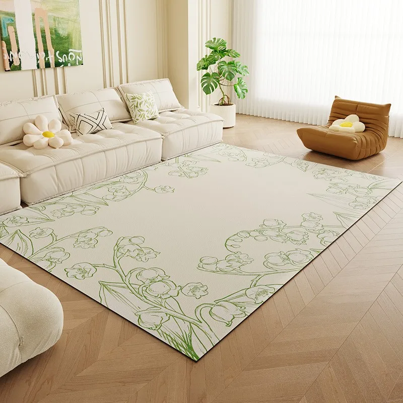 

Ins Style Green Small Fresh Carpet Living Room 2024 New High End Sofa Waterproof Carpets Light Luxury Soft Fluffy Bedroom Rug