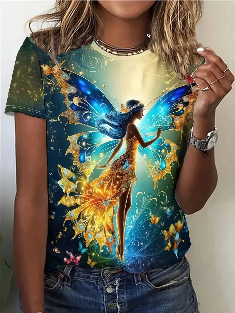 Summer Fairy Tale Princess Elf 3D Print T-Shirts Women Short Sleeve O-Neck T Shirt Harajuku Y2k Tops Casual Tees Female Clothing
