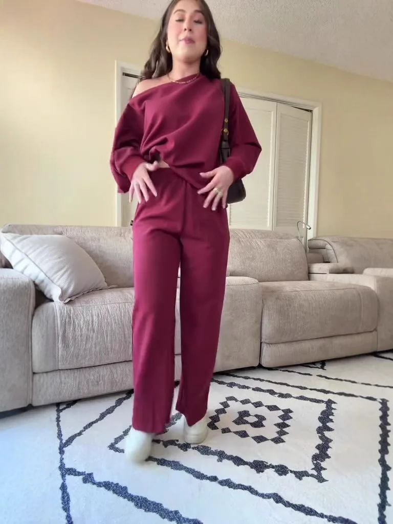 

Современный комплект с открытыми плечами, спортивный повседневный комплект, спортивный свитер-пуловер, комплект для бега, уличная модная непринужденная одежда